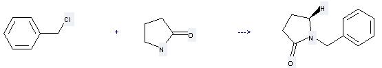 1-Benzyl-2-pyrrolidinone can be prepared by pyrrolidin-2-one and chloromethyl-benzene at the ambient temperature